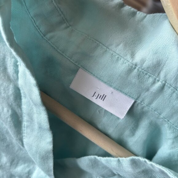 J. Jill Textured Plaid Shirt Tunic M Mint Green Largenlook Coastal Beachy - Picture 3 of 16